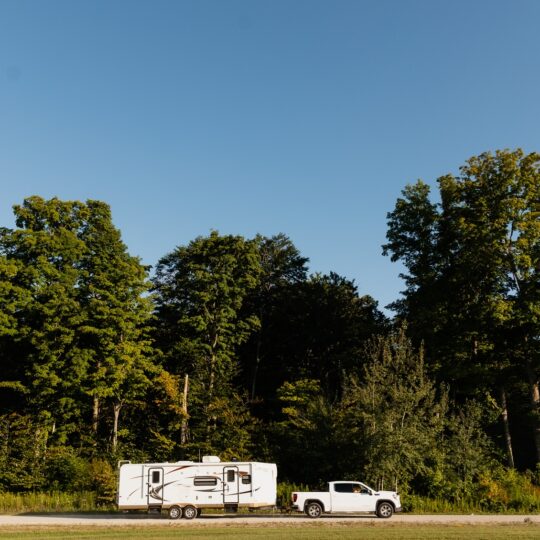 truck & rv arriving at boots and hearts