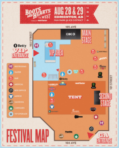 Boots and Hearts West Festival Map